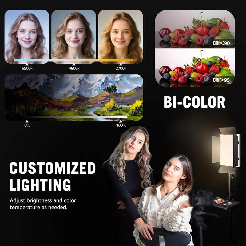 Arsoer 36W Photography Lighting, Bi-Color 2700K-6500K Studio Lights with Remote& Display, CRI95+ 72” Video Lighting for Video Recording/YouTube/TikTok/Live Streaming/Ins - Image 3